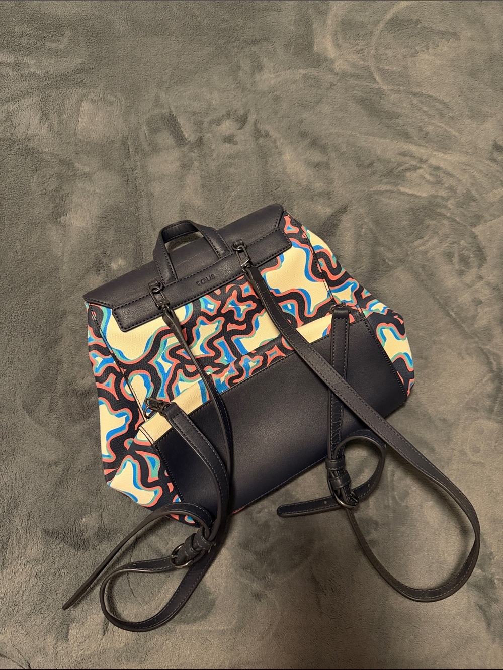 Tous Navy Multicolor Abstract-Print Mini Backpack - Picture 2 of 4